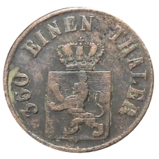 Монета 1 геллер 1849 года Германские государства — Гессен-Кассель (реверс)