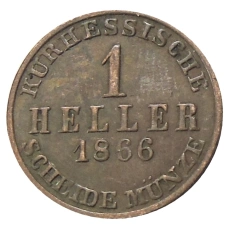 Монета 1 геллер 1866 года Германские государства — Гессен-Кассель (аверс)