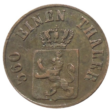 Монета 1 геллер 1866 года Германские государства — Гессен-Кассель (реверс)