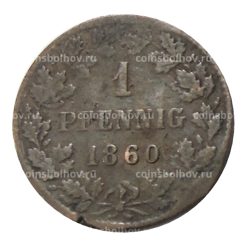 Монета 1 пфенниг 1860 года Германские государства — Нассау