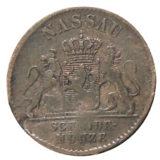 Монета 1 пфенниг 1860 года Германские государства — Нассау (реверс)