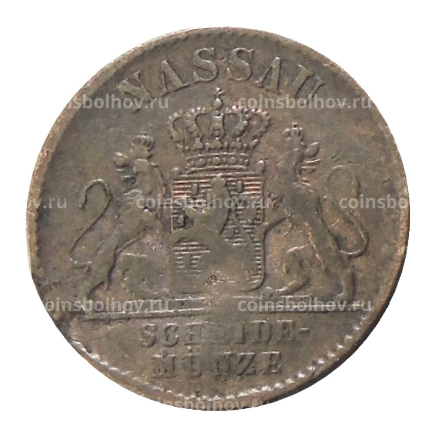 Монета 1 пфенниг 1860 года Германские государства — Нассау (вид 2)