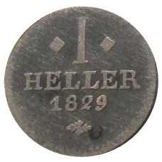 Монета 1 геллер 1829 года Германские государства — Гессен — Кассель (аверс)