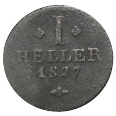 Монета 1 геллер 1827 года Германские государства — Гессен — Кассель (аверс)