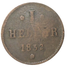 Монета 1 геллер 1852 года Германские государства — Гессен — Дармштадт (аверс)