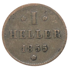 Монета 1 геллер 1855 года Германские государства — Гессен — Дармштадт (аверс)