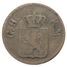 Монета 1 геллер 1855 года Германские государства — Гессен — Дармштадт (реверс)