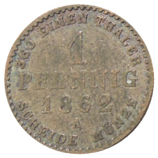 Монета 1 пфенниг 1862 года A Германские государства — Ангальт-Бернбург (аверс)