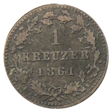Монета 1 крейцер 1861 года Германские государства — Нассау (аверс)