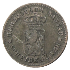 Монета 1 крейцер 1861 года Германские государства — Нассау (реверс)