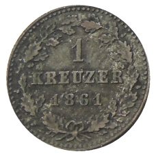 Монета 1 крейцер 1861 года Германские государства — Нассау (аверс)