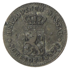 Монета 1 крейцер 1861 года Германские государства — Нассау (реверс)