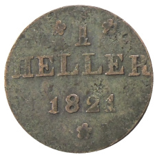 Монета 1 геллер 1821 года F Германские государства — Франкфурт (аверс)