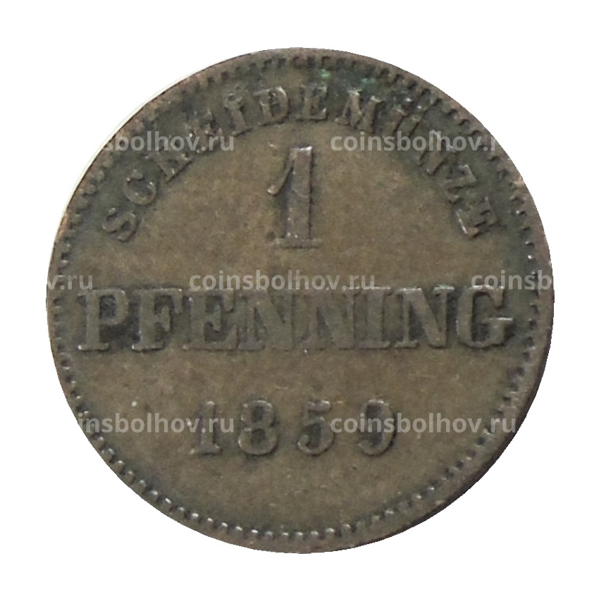 Монета 1 пфенниг 1859 года Германские государства — Бавария