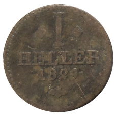 Монета 1 геллер 1829 года Германские государства — Гессен-Кассель (аверс)