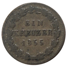 Монета 1 крейцер 1855 года Германские государства — Нассау (аверс)