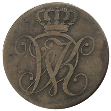 Монета 4 геллера 1824 года Германские государства — Гессен-Кассель (реверс)