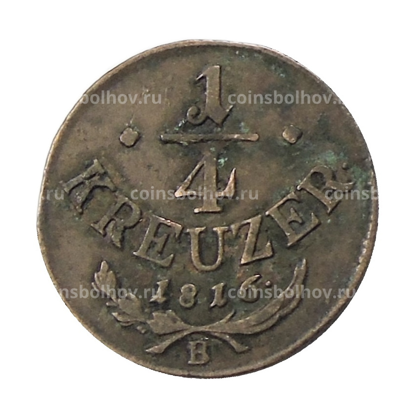 Монета 1/4 крейцера 1816 года В Австрия
