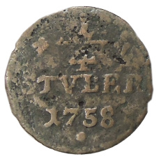 Монета 1/4 стубера 1758 года Германские государства — Юлих-Берг (аверс)