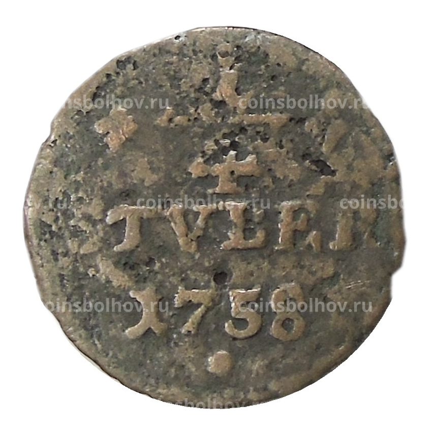 Монета 1/4 стубера 1758 года Германские государства — Юлих-Берг