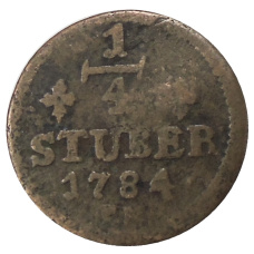 Монета 1/4 стубера 1784 года Германские государства — Юлих-Берг (аверс)