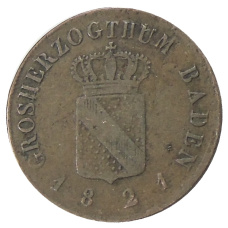 Монета 1/2 крейцера 1821 года Германские государства — Баден (реверс)