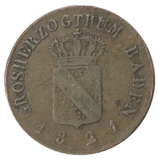 Монета 1/2 крейцера 1821 года Германские государства — Баден (реверс)