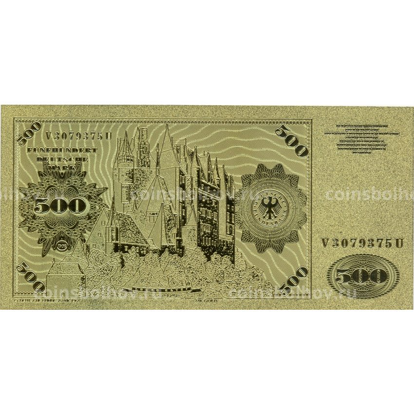 Сувенирная багнкнота 500 марок 1980 года Германия (вид 2)