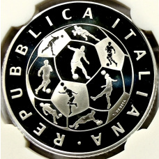 Монета 10 евро 2018 года Италия «Чемпионат мира по футболу 2018, Россия» (в слабе) (реверс)