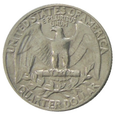 Монета 25 центов (1/4 доллара) 1966 года США (реверс)