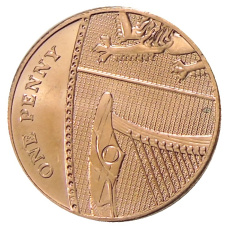 Монета 1 пенни 2010 года Великобритания (аверс)