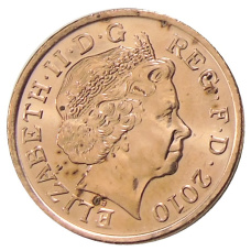 Монета 1 пенни 2010 года Великобритания (реверс)