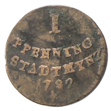 Монета 1 пфенниг 1782 года Германские государства — Аусбург (аверс)