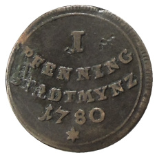 Монета 1 пфенниг 1780 года Германские государства — Аусбург (аверс)