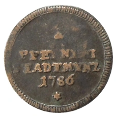 Монета 1 пфенниг 1786 года Германские государства — Аусбург (аверс)