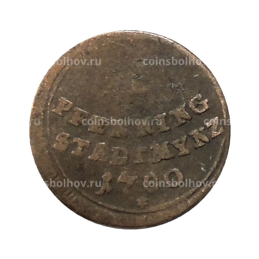 Монета 1 пфенниг 1780 года Германские государства — Аусбург