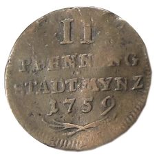 Монета 2 пфеннига 1759 года Германские государства — Аусбург (аверс)
