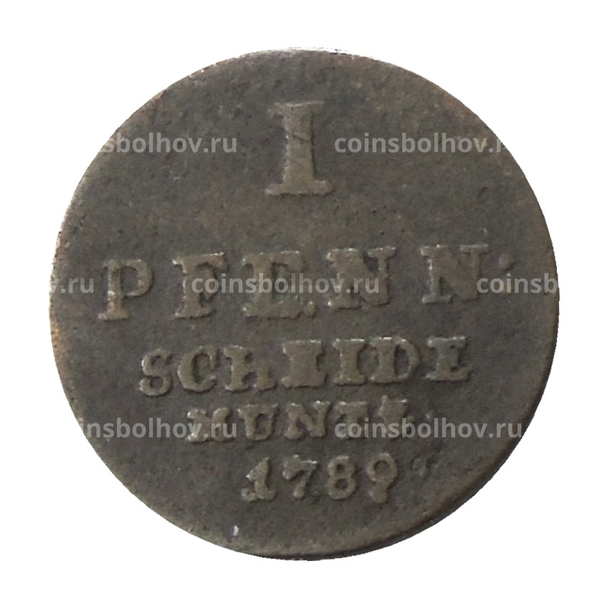 Монета 1 пфенниг 1789 года Германские государства Брауншвейг — Люнебург