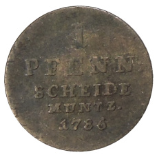 Монета 1 пфенниг 1786 года Германские государства Брауншвейг — Люнебург (аверс)