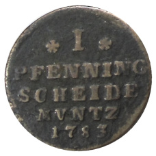 Монета 1 пфенниг 1783 года Германские государства Брауншвейг — Люнебург (аверс)