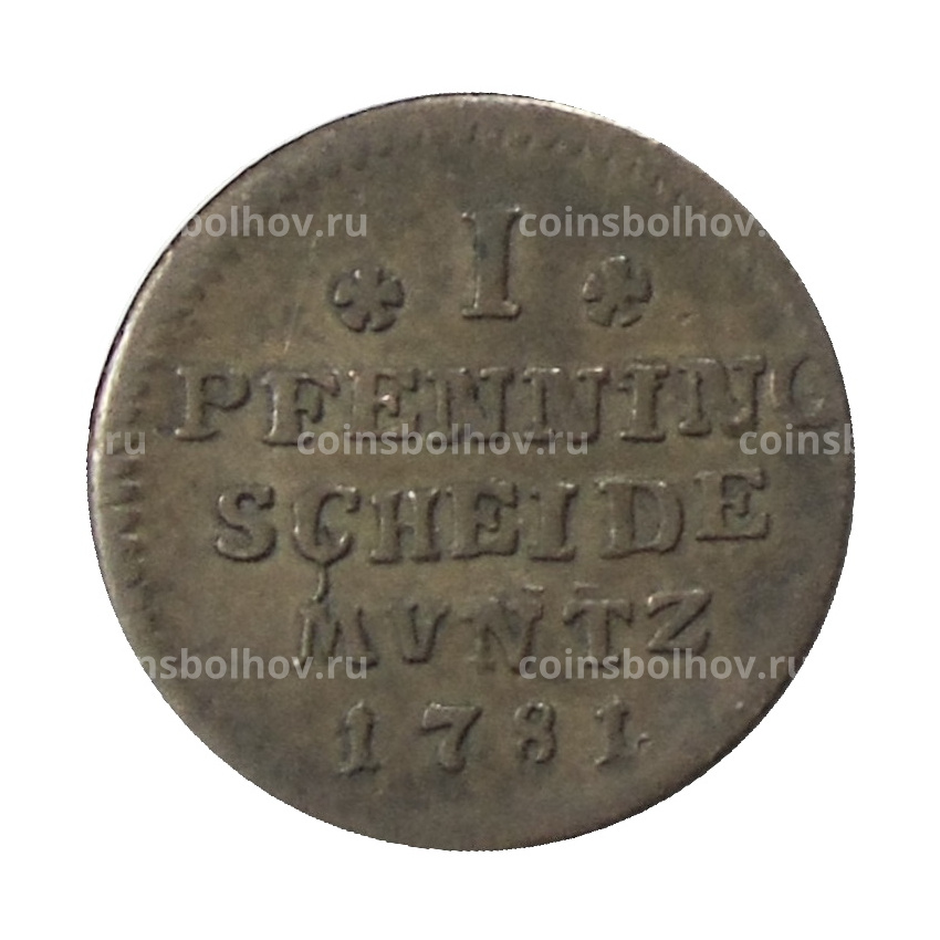 Монета 1 пфенниг 1781 года Германские государства Брауншвейг — Вонфельбюттель