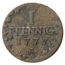 Монета 1 пфенниг 1777 года Германские государства — Саксония (аверс)