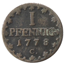 Монета 1 пфенниг 1778 года Германские государства — Саксония (аверс)