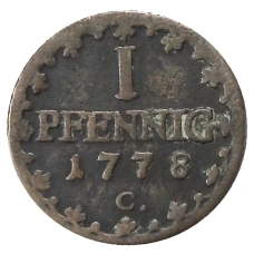Монета 1 пфенниг 1778 года Германские государства — Саксония (аверс)