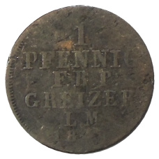 Монета 1 пфенниг 1831 год Немецкие государства — Рейсс — Грейц (аверс)