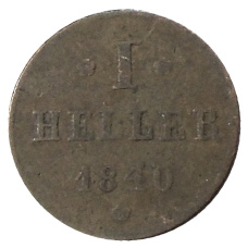 Монета 1 геллер 1840 года Германские государства — Гессен-Дармштадт (аверс)