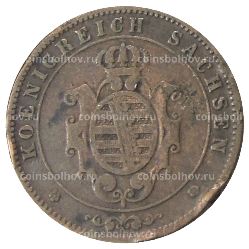 Монета 5 пфеннигов 1862 года Германские государства — Саксония (вид 2)