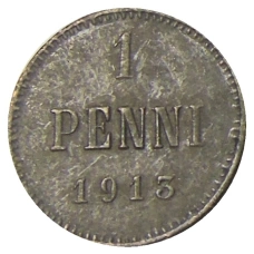 Монета 1 пенни 1913 года Русская Финляндия (аверс)