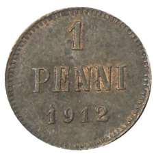Монета 1 пенни 1912 года Русская Финляндия (аверс)