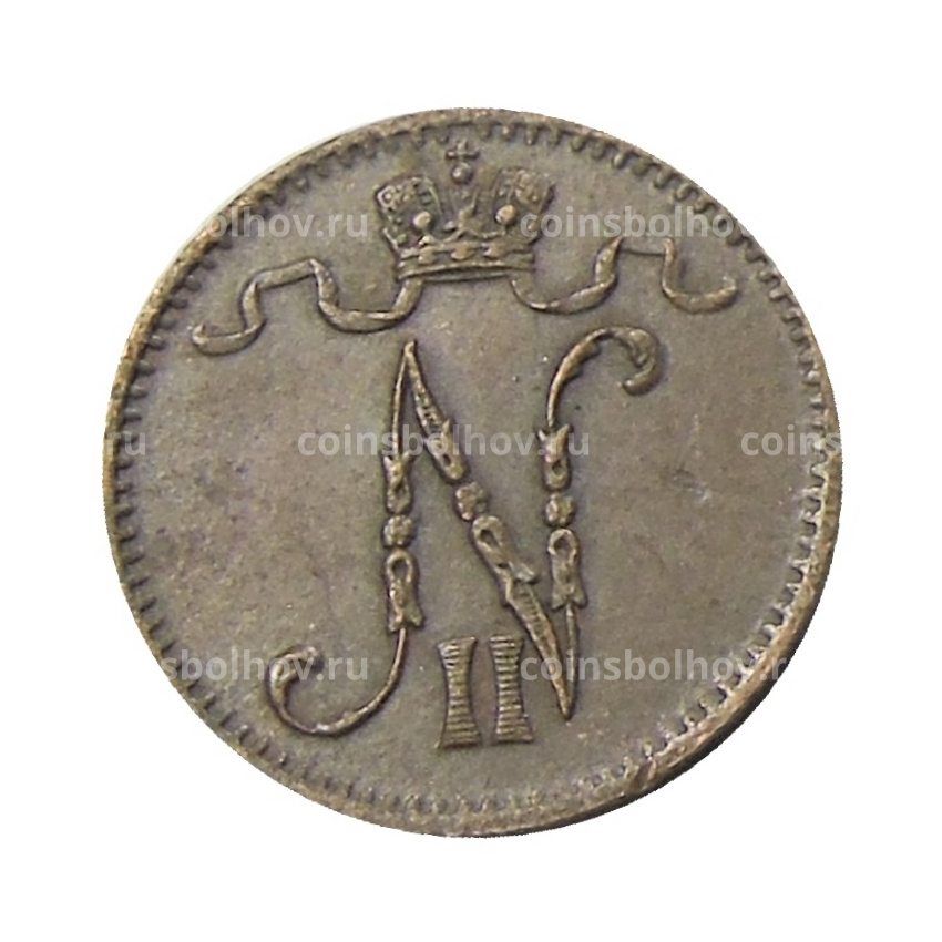 Монета 1 пенни 1907 года Русская Финляндия (вид 2)